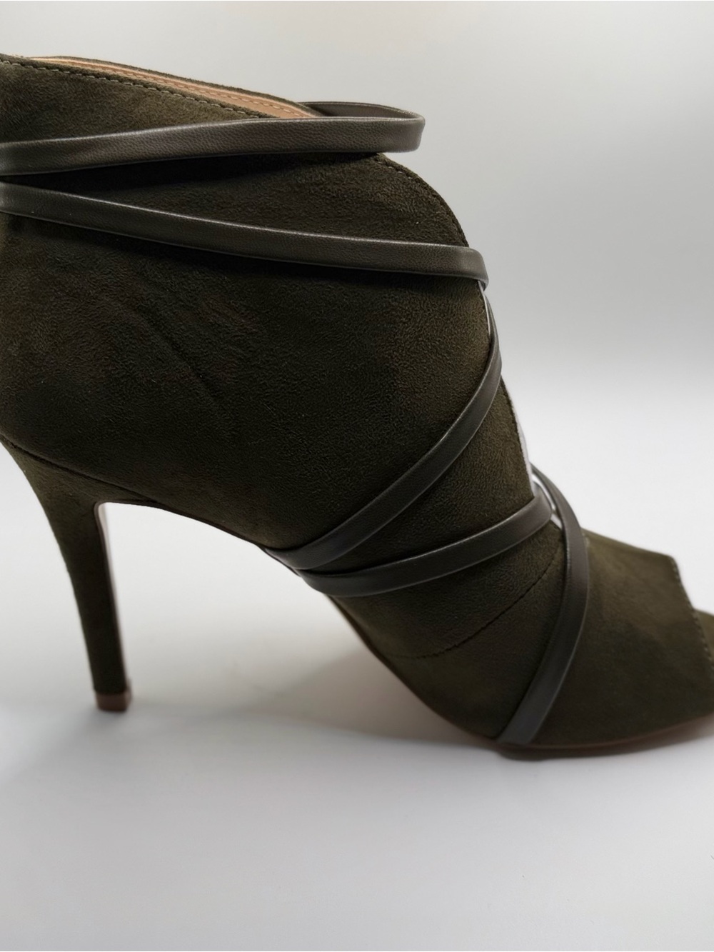 Journee Collection Olive Suede Strappy Stiletto Ankle Boot